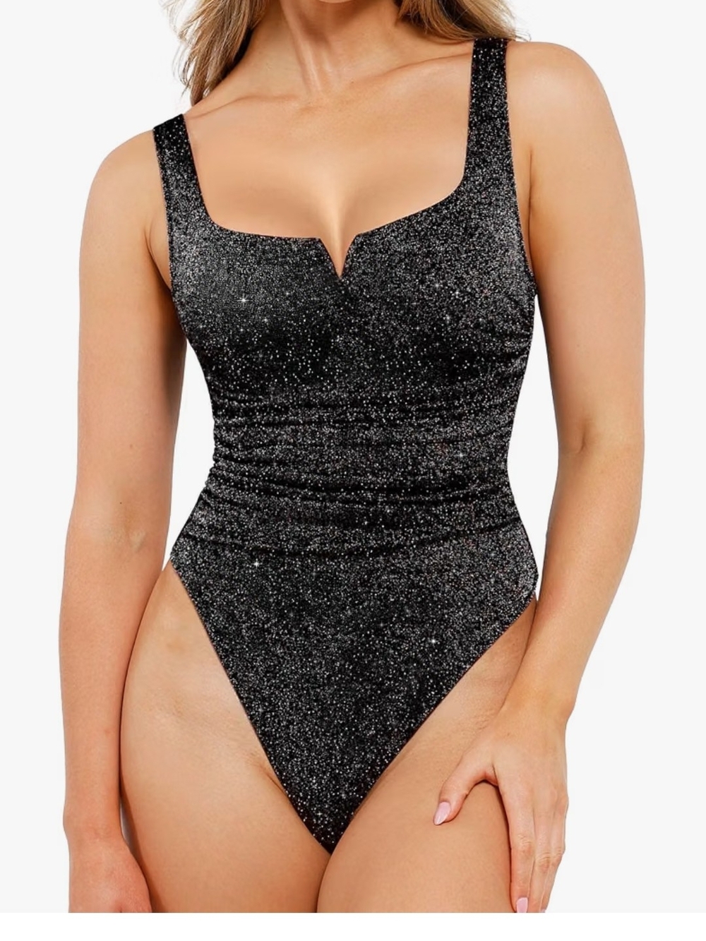 popilush black glitter bodysuit xs